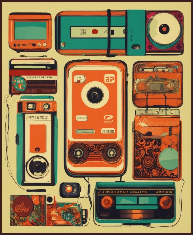 Red, Font, Machine, Rectangle, Illustration, Art