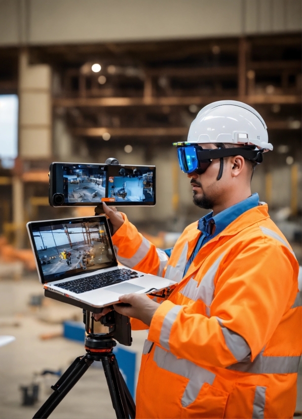 Computer, Personal Computer, Laptop, Helmet, Workwear, Hard Hat