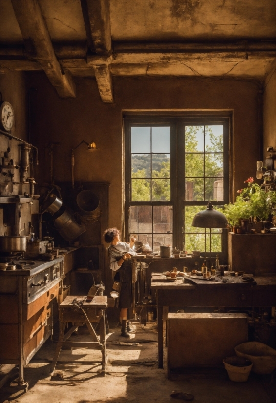 Window, Wood, Plant, Tints And Shades, Flowerpot, Machine