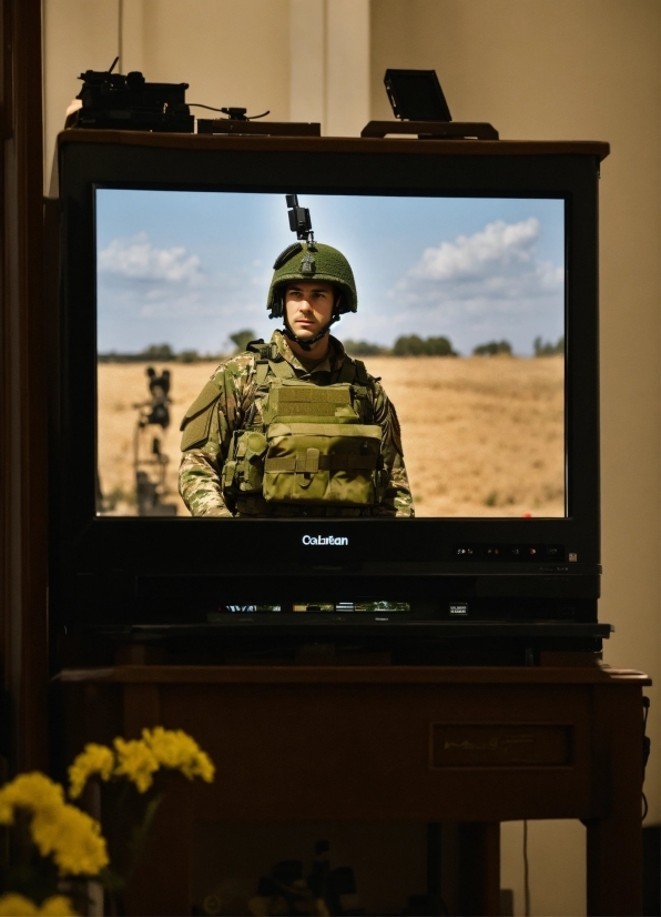 Sky, Plant, Military Person, Helmet, Military Uniform, Yellow