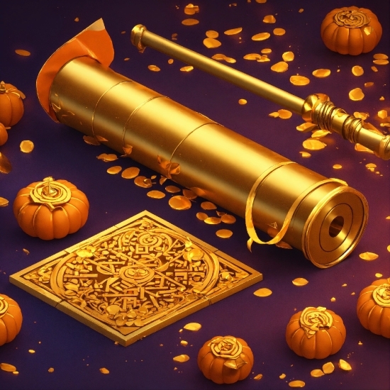 Amber, Calabaza, Font, Metal, Cylinder, Pumpkin