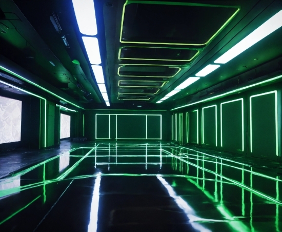 Green, Light, Fixture, Rectangle, Line, Symmetry