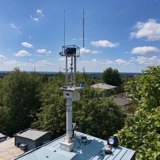 Sky, Cloud, Building, Tree, Antenna, Landscape