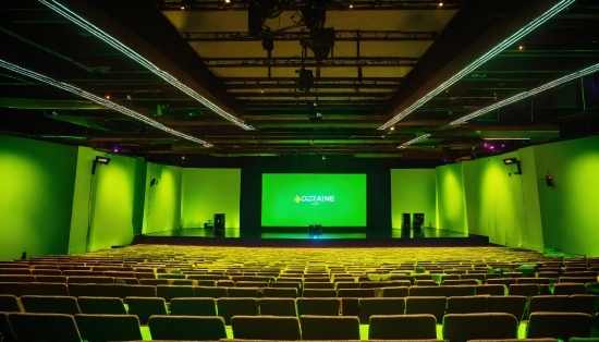 Green, Building, Chair, Lighting, Hall, Entertainment