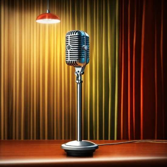 Microphone, Lamp, Lighting, Line, Audio Equipment, Red