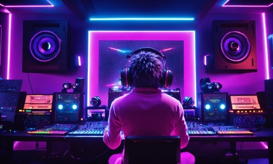 Purple, Light, Blue, Computer, Laptop, Music