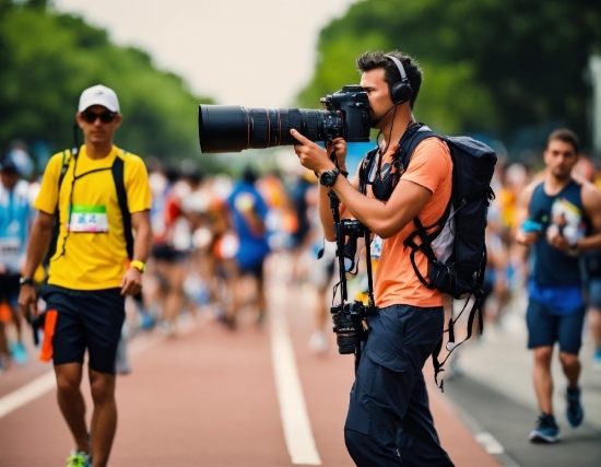 Shorts, Videographer, Photographer, Video Camera, Camera, Hat