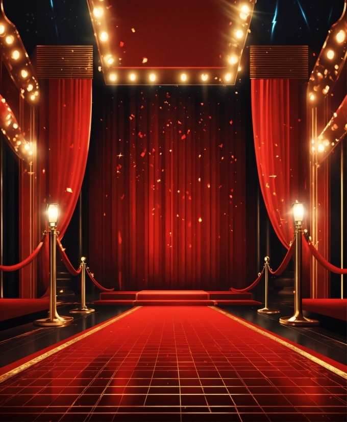 Decoration, Light, Stage Is Empty, Theater Curtain, Lighting, Interior Design