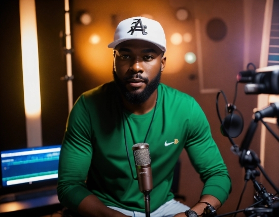 Arm, Microphone, Audio Equipment, Beard, Music, Cap