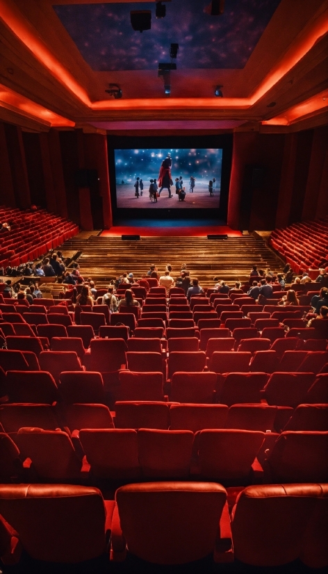 Chair, Entertainment, Musical Instrument Accessory, Red, Building, Performing Arts Center