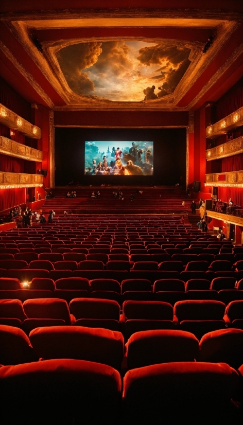 Chair, Hall, Entertainment, Red, Building, Performing Arts Center