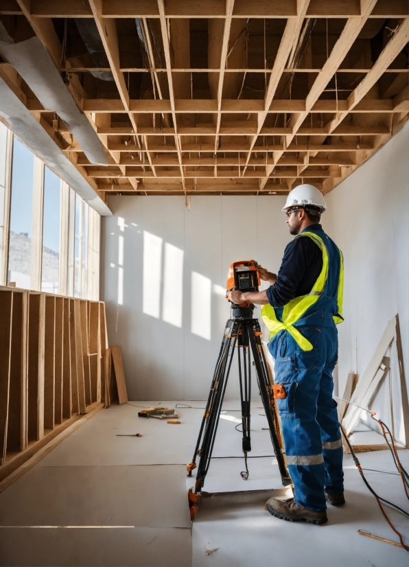 Building, Tripod, Tradesman, Wood, Floor, Flooring