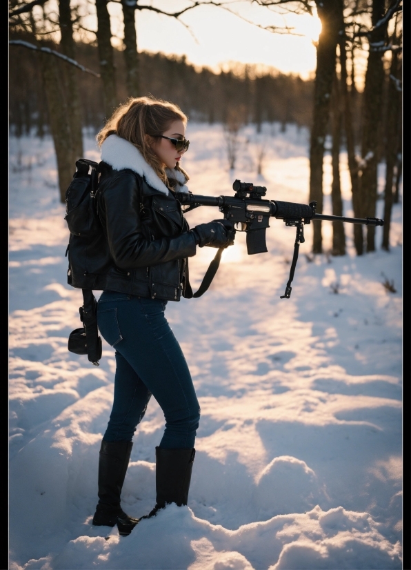 Snow, People In Nature, Flash Photography, Freezing, Tree, Winter