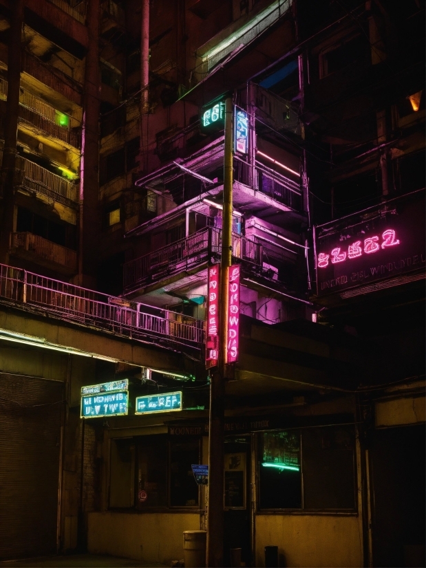 Building, Purple, Electricity, Magenta, City, Facade