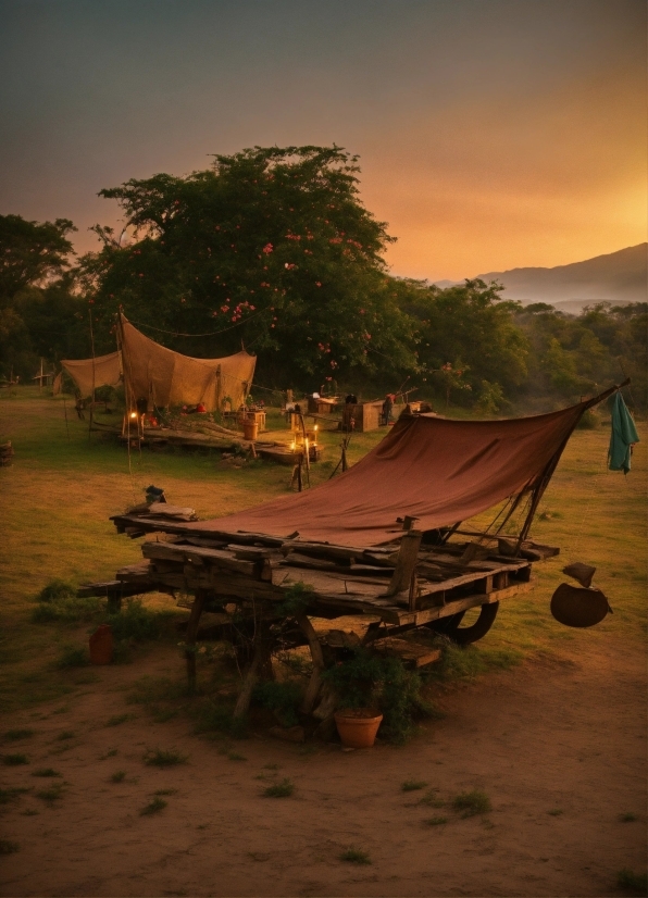 Sky, Ecoregion, Shade, Tent, Natural Landscape, Sunlight