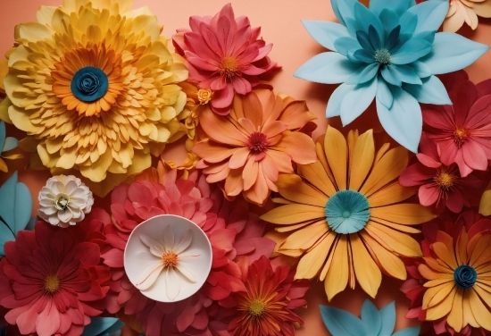 Flower, Petal, Blue, Orange, Textile, Plant