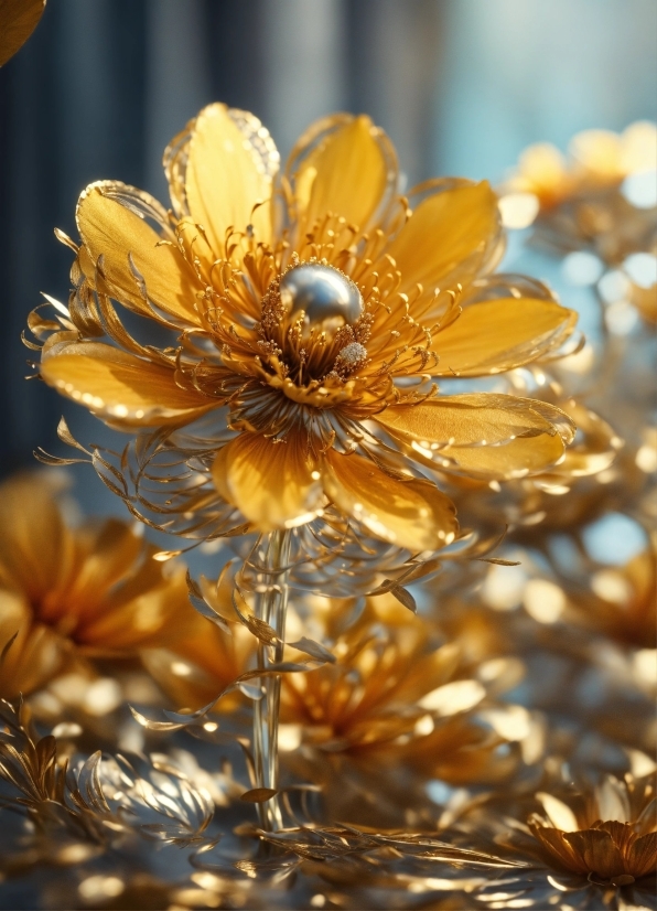 Plant, Flower, Petal, Amber, Branch, Gold