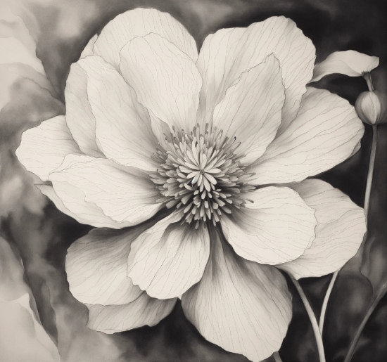 Flower, Plant, Petal, Style, Black-and-white, Monochrome Photography