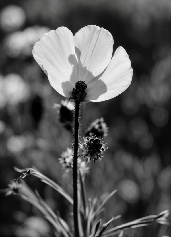 Flower, Plant, White, Petal, Style, Black-and-white