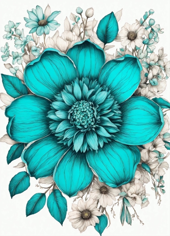 Flower, Plant, Green, Petal, Creative Arts, Aqua