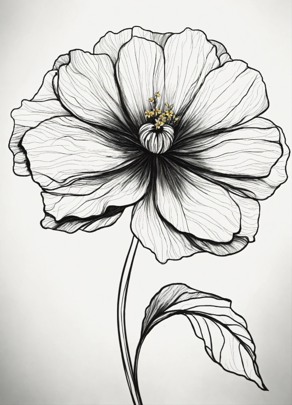 Flower, Plant, Petal, Style, Art, Black-and-white