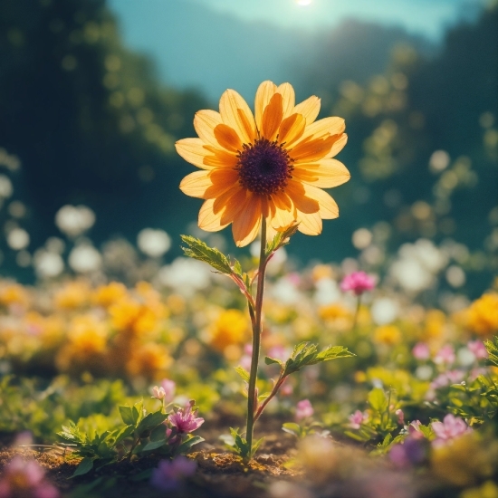 Flower, Plant, Sky, Petal, Natural Landscape, Orange