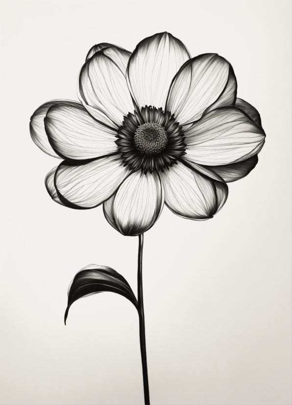 Flower, Plant, Petal, Style, Black-and-white, Art