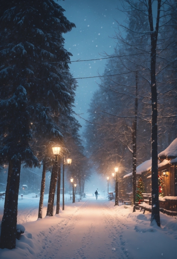 Snow, Sky, Atmosphere, Street Light, Cloud, Light