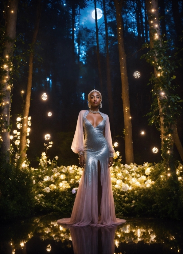 Dress, People In Nature, Wedding Dress, Nature, Plant, Flash Photography