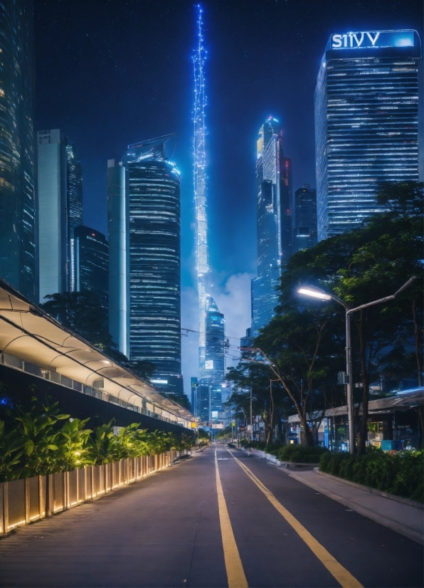 Skyscraper, Building, Plant, Daytime, Sky, Street Light