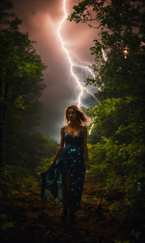 Lightning, Atmosphere, Plant, Sky, Light, Cloud