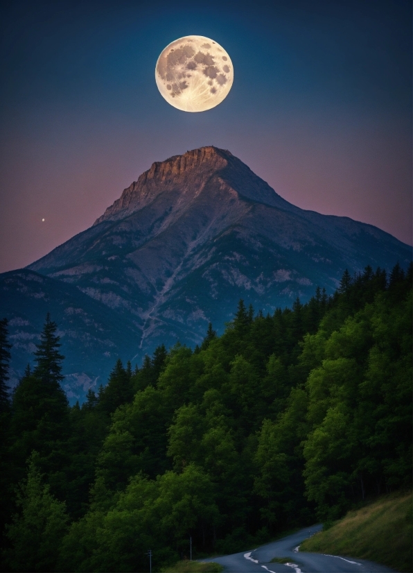 Sky, Atmosphere, Mountain, Plant, Ecoregion, Moon