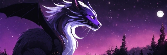 Mythical Creature, Purple, Felidae, Cartoon, Whiskers, Cg Artwork