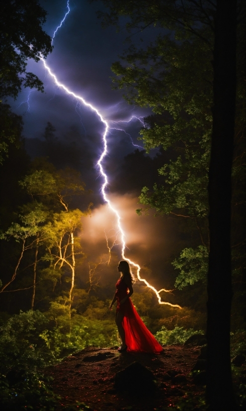 Lightning, Sky, Atmosphere, Cloud, Plant, Ecoregion