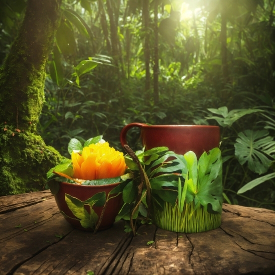 Plant, Food, Tableware, Flowerpot, Wood, Grass