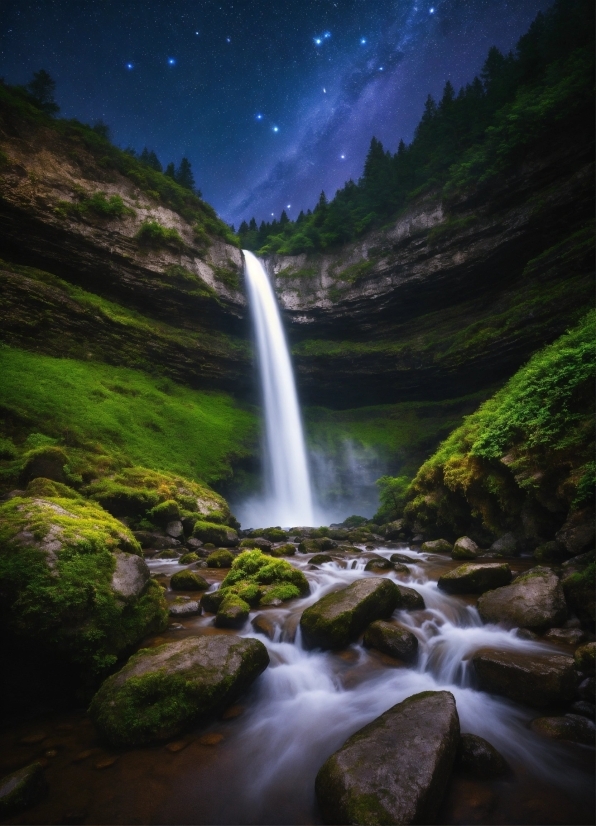 Water, Sky, Mountain, Green, Cloud, Light