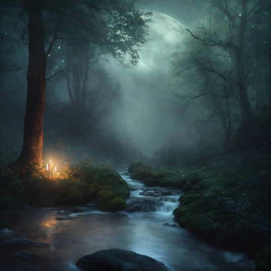 Water, Atmosphere, Plant, Natural Landscape, Tree, Fog