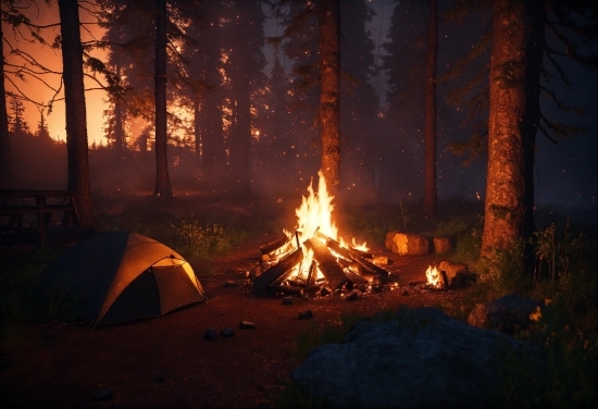 Ecoregion, Natural Environment, Wood, Sky, Plant, Fire