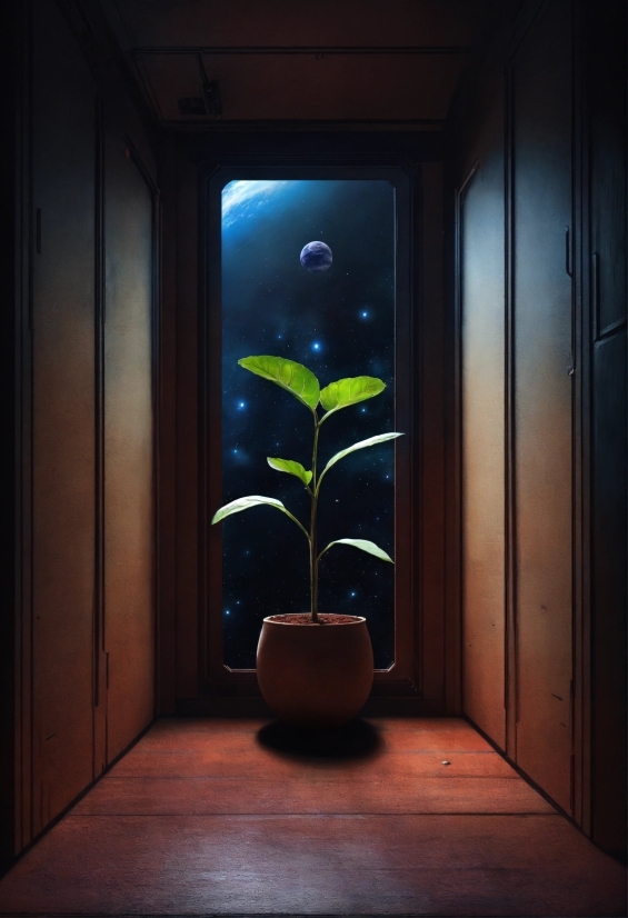 Plant, Flowerpot, Houseplant, Window, Wood, Rectangle