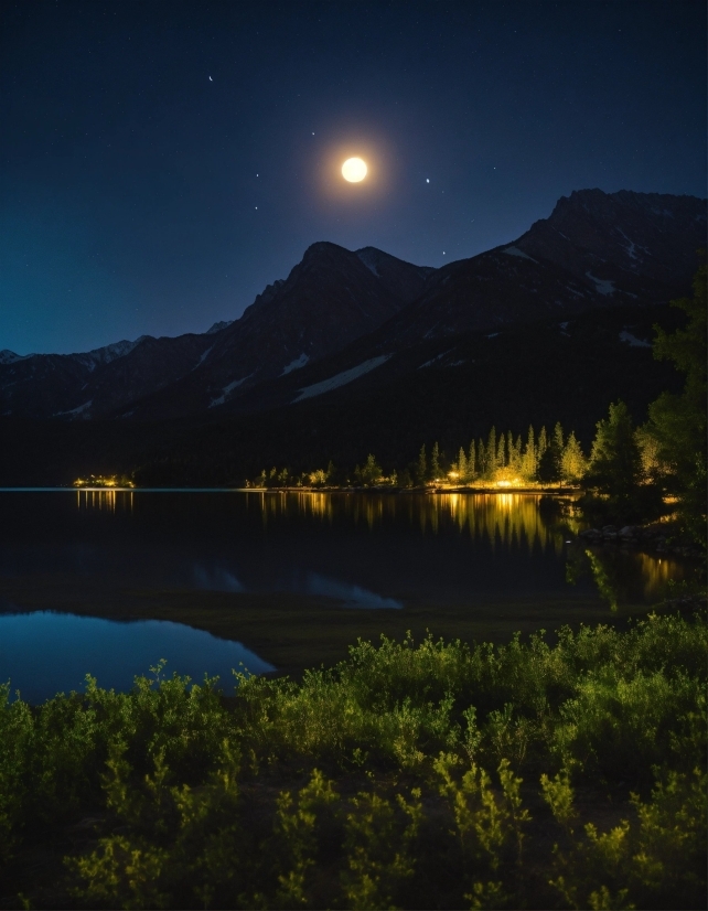 Water, Sky, Plant, Mountain, Moon, Ecoregion