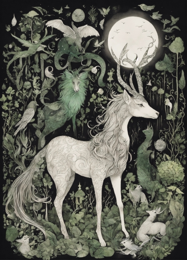 Organism, Plant, Fawn, Painting, Art, Illustration