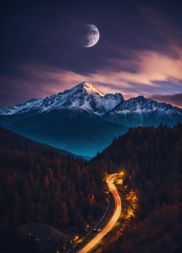 Cloud, Sky, Atmosphere, Moon, Mountain, Light