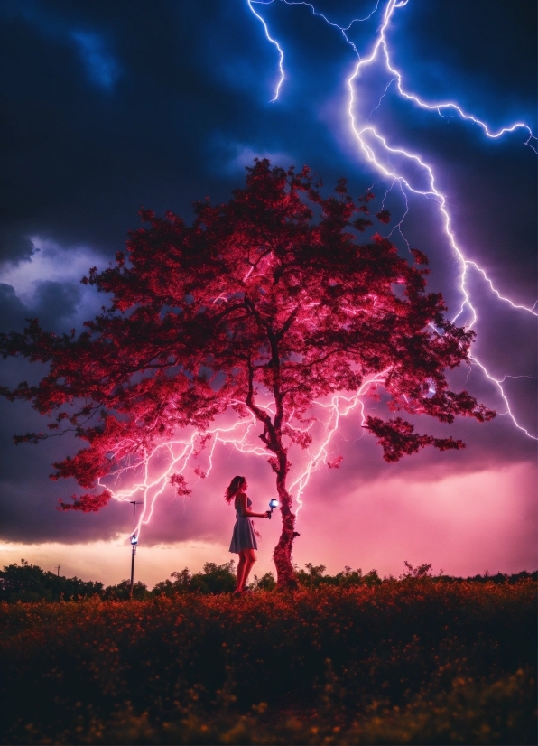 Sky, Cloud, Plant, Lightning, Atmosphere, Light