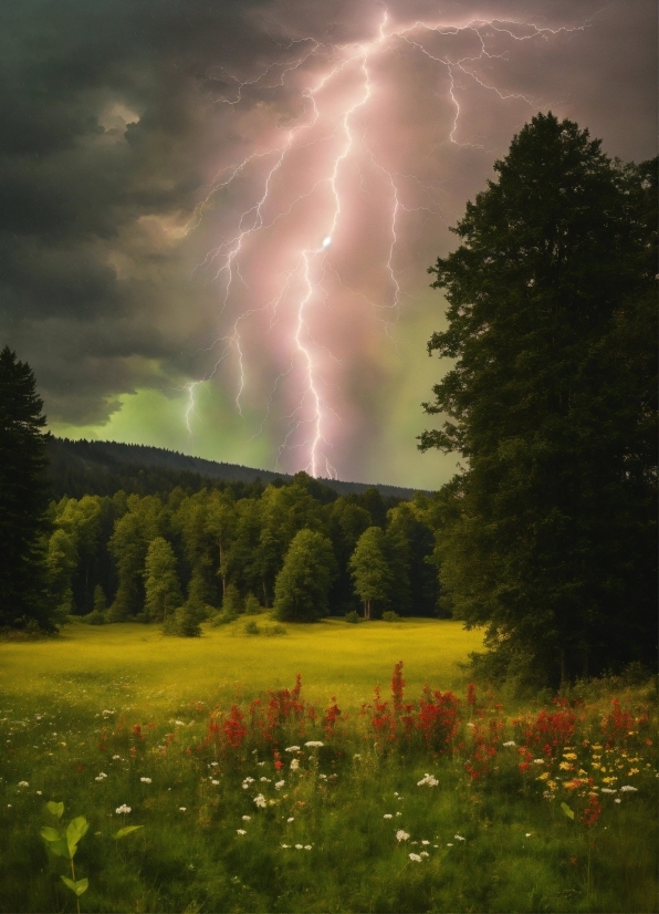 Cloud, Plant, Sky, Lightning, Flower, Atmosphere