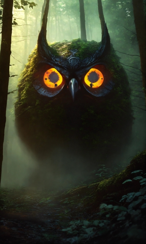 Eye, Headgear, Owl, Tree, Wood, Art