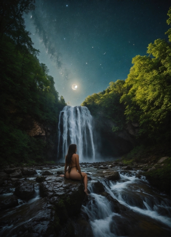 Water, Plant, Sky, Natural Landscape, Waterfall, Flash Photography