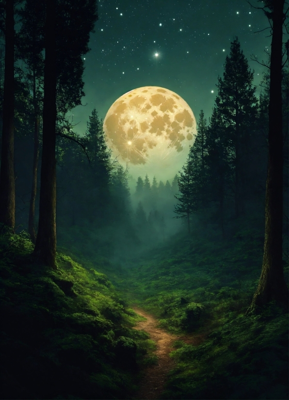 Plant, Atmosphere, Sky, Natural Landscape, Tree, Moon