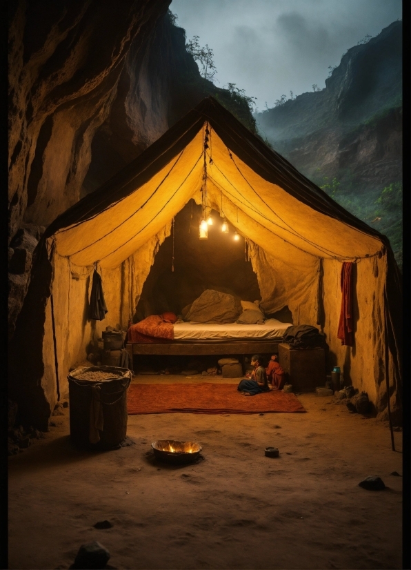 Sky, Tent, Cloud, Mountain, Wood, Landscape