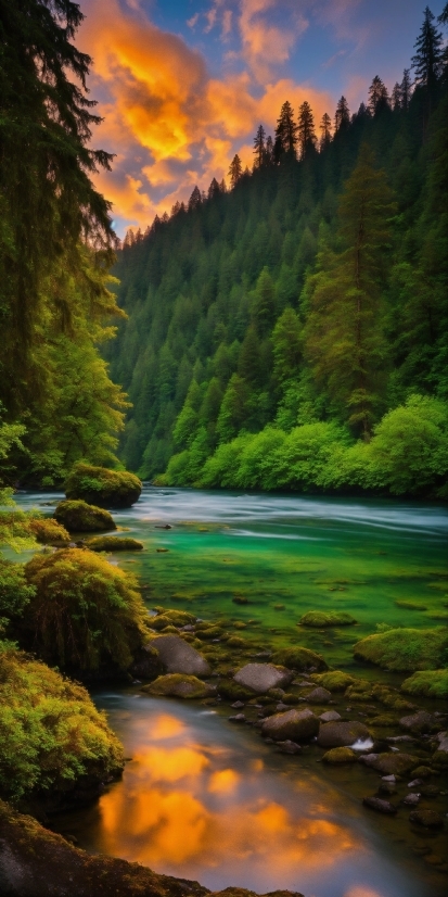 Water, Plant, Sky, Fluvial Landforms Of Streams, Mountain, Natural Landscape