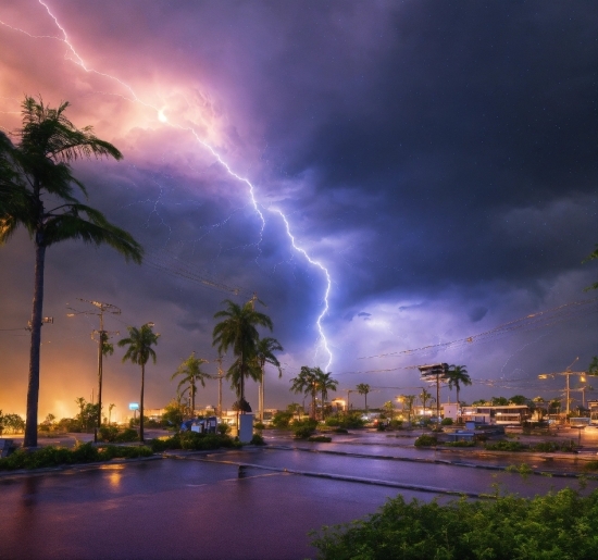 Cloud, Sky, Lightning, Atmosphere, Daytime, Plant